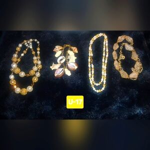 4 Piece Lot Includes 3 Necklace, 1 Bracelet Elegant Gold and Pearl Jewelry Set